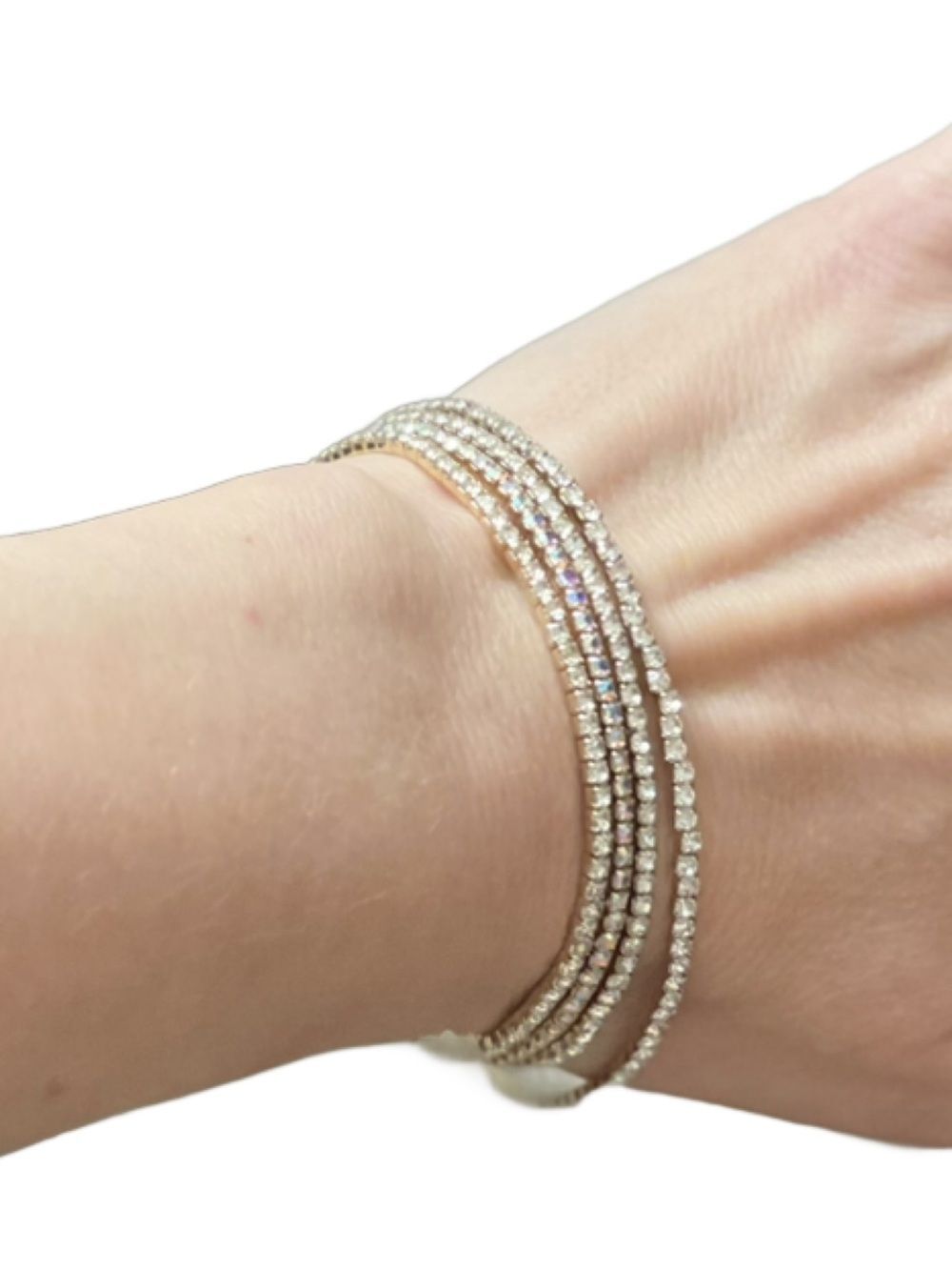 Sparkling Silver Multi-Row Crystal Bracelet